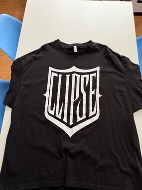 clipse Black T‑Shirt with White Shield Logo